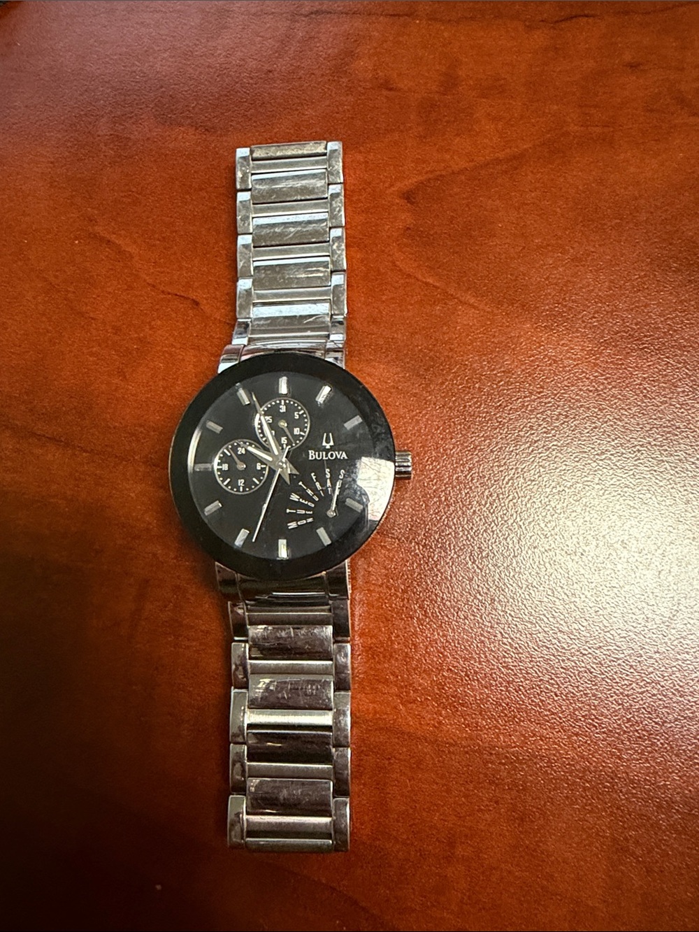Bulova Silver Bracelet Watch with Black Dial